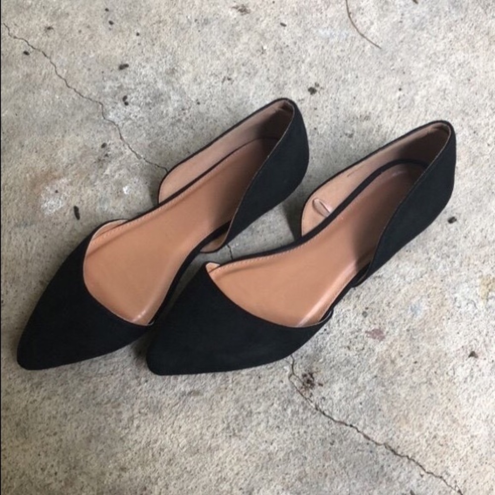 Faux Suede Pointed Toe Flats